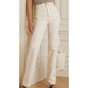 $440 Khaite Isabella Jeans 29 High Rise Straight Leg Ivory Cream Off-White Ecru